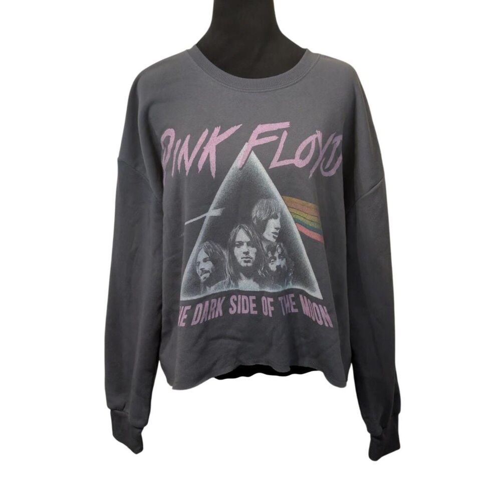 Grayson Threads Dark Coquette Pink Floyd Dark Side Cropped Sweatshirt, Large
